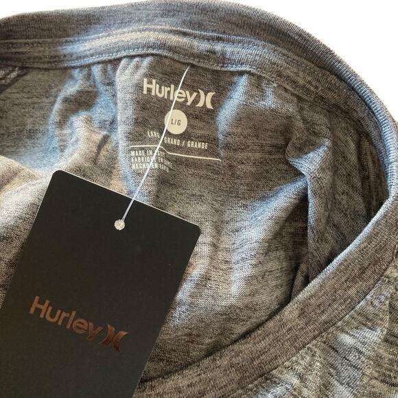 Hurley Ultrasoft Mens L Gray Heather Crewneck T-Shirt Tides Blended Graphic Tee - Picture 5 of 6